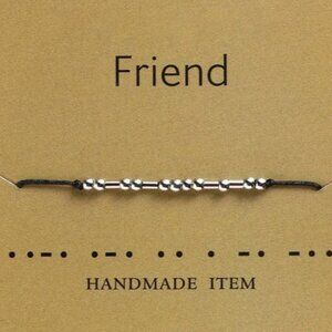 "Friend" Silver Morse Code Bracelets - Adjustable String, Inspirational Message